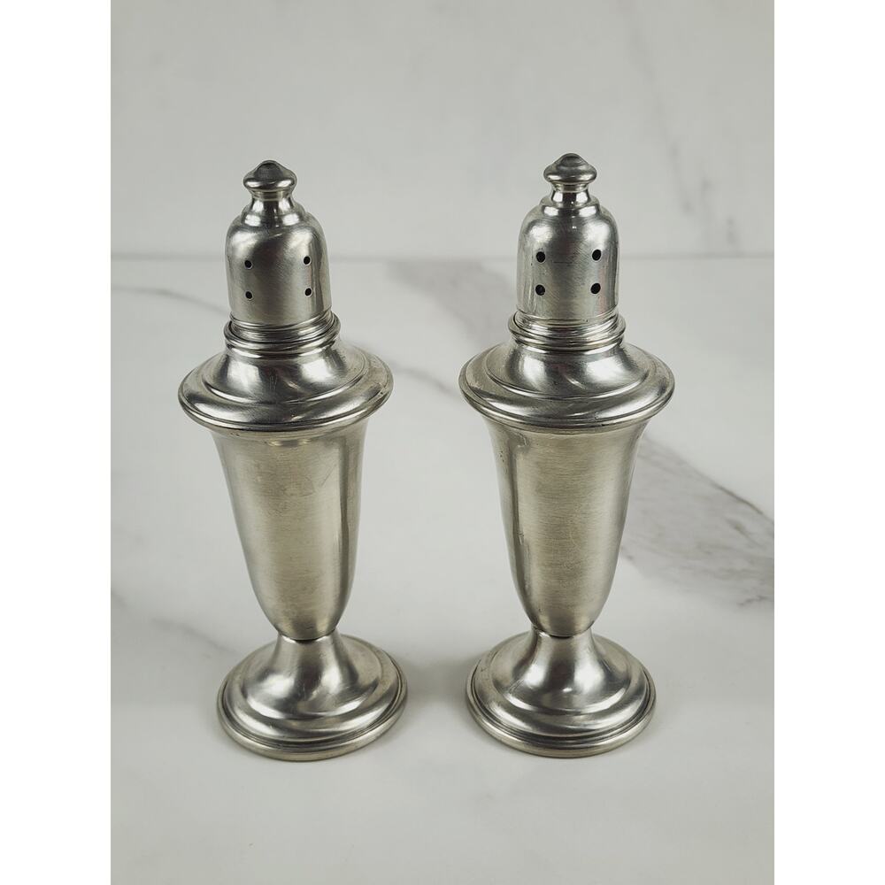 Empire Pewter Salt & Pepper Shakers 5" Glass Lined Weighted 741 x2 Dinnerware